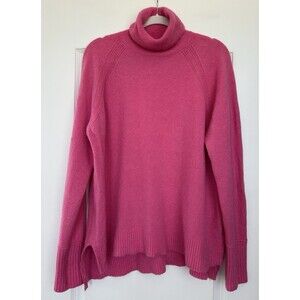 J Crew Womens Small Pink Turtleneck Sweater Knit Alpaca Merino Wool Oversized